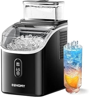 Ice Cube Maker Machine Countertop with External Water Tank, 2 Ways to Add Water, 34Lbs/Day, 16Pcs Ready in 7 Mins, Auto-Cleaning, with Ice Scoop & Basket, for Home/Kitchen/Office/Bar (Black)