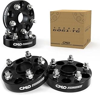 CMO Forged 4PC 1.25 Inch 5x108 Wheel Spacers For Ford Fusion Jaguar F-Type XF XJ XJR XK XKR XE S-Type, 5x4.25 Wheel Spacers For LS Continental Mark VIII MKZ MKC (63.4mm M12x1.5 Stud) Hubcentric Black