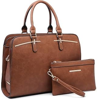 Women's Handbag Purse Tote Bag Shoulder Bag Hobo Bag Top Handle Satchel Purse Set 2 with 3 Compartments, 2-Brown, M, Braun, M