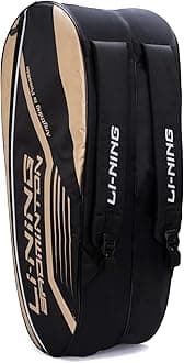 Li-Ning Hot Shot Double Zipper Polyester Badminton Kit Bag (Black/Gold, Large) | Extremely Spacious | Unisex - Men, Boys, Girls, Women