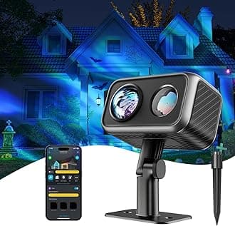 Outdoor Projector Light, Laser and Aurora Star Projector Light for Indoor and Outdoor Decor, 16 RGB Patterns, RGBW Aurora, 51 Scene Modes, Works with Alexa, Google Assistant, Matter