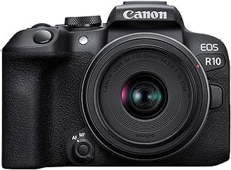 Canon EOS R10 + RF-S 18-45mm IS STM Lens - Compact Mirrorless Digital Camera - 24.2 MP, Dual Pixel CMOS AF II - 4K up to 60p - 23 FPS Continuous Shooting - Face & Eye Detection - Bluetooth, Wi-Fi