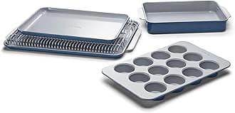 Caraway Nonstick Ceramic Bakeware Set (5 Pieces) - Baking Sheets, Assorted Baking Pans, & Storage - Aluminized Steel Body - Non Toxic, PTFE & PFOA Free - Navy