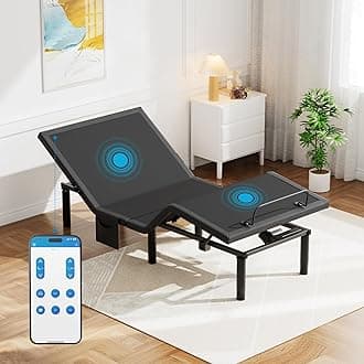 Pipishell Twin XL Adjustable Bed Frame with Massage, Electric Bed Base with App-Controlled, Head & Foot Incline, 4 USB Ports, LED Under-Bed Lighting, 4 Leg Height Options, and Easy 3-Step Assembly