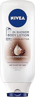 NIVEA Cocoa Butter In-Shower Body Lotion - Non-Sticky For Dry to Very Dry Skin - 13.5 oz. Bottle