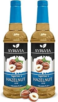 Syruvia Sugar-Free Hazelnut Coffee Syrup – 25.4 fl oz - Syrup for Coffee, Latte, Shakes, Smoothies, Desserts – 100% Vegan, Gluten Free, Kosher – No-Calorie Coffee Syrup, (Pack of 2)