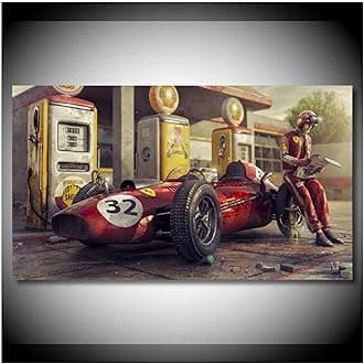 – ELECDON Canvas Painting Poster, Wall Art Room Decor, Vintage Car Posters Prints Ferraris Classic Racing F1 Race Car Artwork Wall, for Living Room Office Decor(50X75Cm, No Frame)