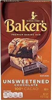 Baker's Cacao Unsweetened Premium Baking Chocolate Bar, 113 g