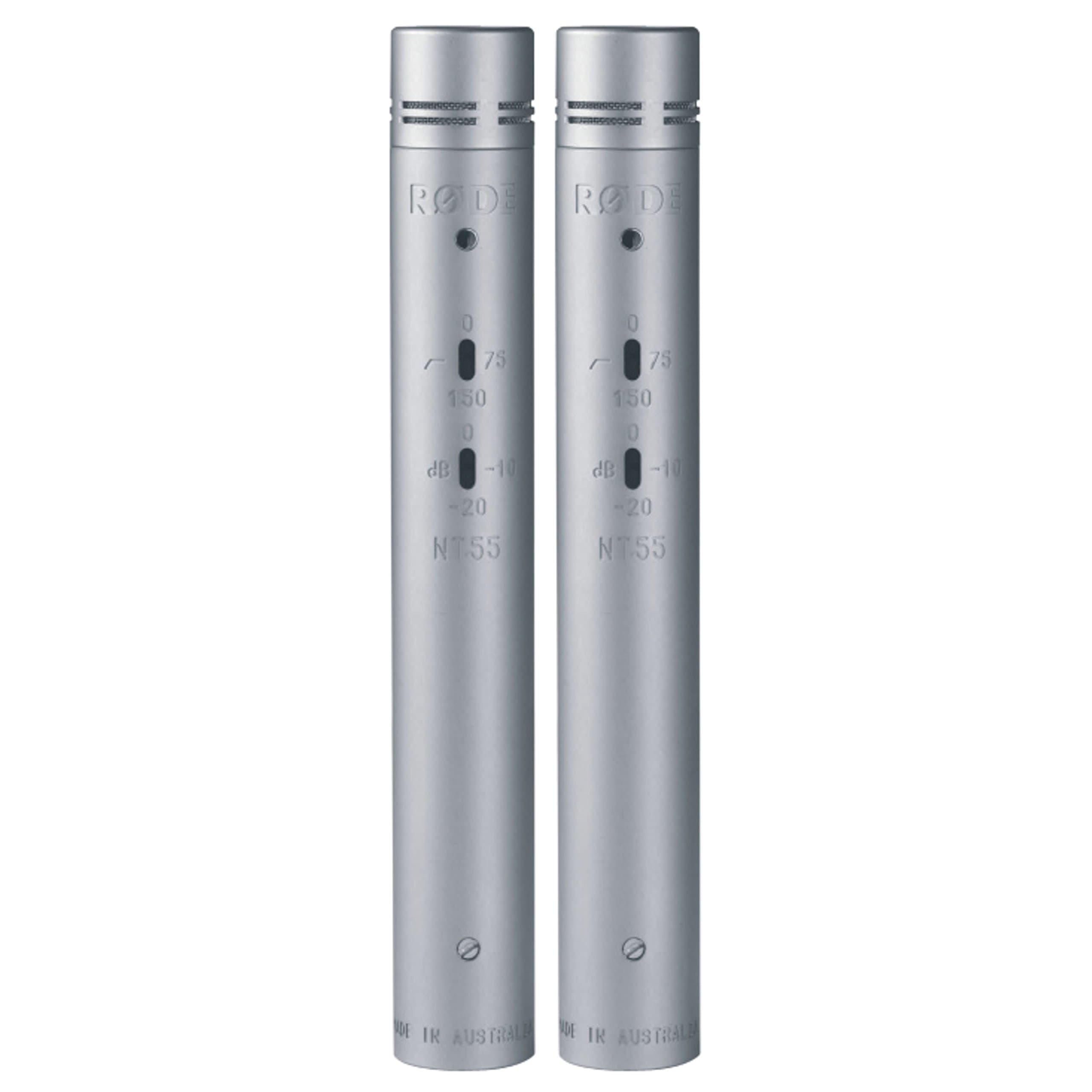 RØDE NT55 Versatile ½"Small-diaphragm Condenser Microphone (Matched Pair) with Adjustable Polar Pattern (Cardioid and Omni), Pad and High-pass Filter for Music Production and Instrument Recording