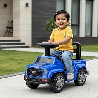 TOY ZONE Raptor Baby Ride On Car for Kids, Toddlers Push Ride Baby Kids Car with Backrest, Push Ride On Toy Jeep with Music & LED Light, Under Seat Storage, 2 to 5 Years (Blue)