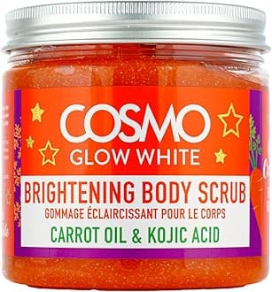 Cosmo Glow White Brightening Body Scrub 475ml | Carrot Oil & Kojic Acid | Gently Exfoliates the Skin | Making Skin Feels Softer, Smoother, More Supple | For Unisex