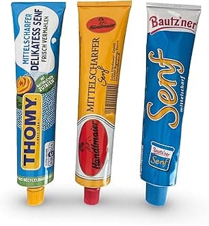 Thomy Spicy German Mustard Trio, 200ml Tubes, Medium Hot Flavors