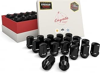 Wheel Accessories Parts 20 Pcs M14x1.5 14x1.5 Thread Premium OEM Style Lug Nuts 1.65" Long Black 7/8" 22mm Hex Fits Jeep Wrangler Gladiator ｜ RAM 1500 1500 Classic 6509422AA ｜ 611-330