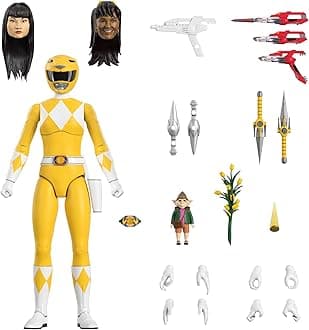 ULTIMATES! Mighty Morphin Power Rangers Yellow Ranger - 7" Power Rangers Action Figure with Accessories Classic TV Show Collectibles and Retro Toys