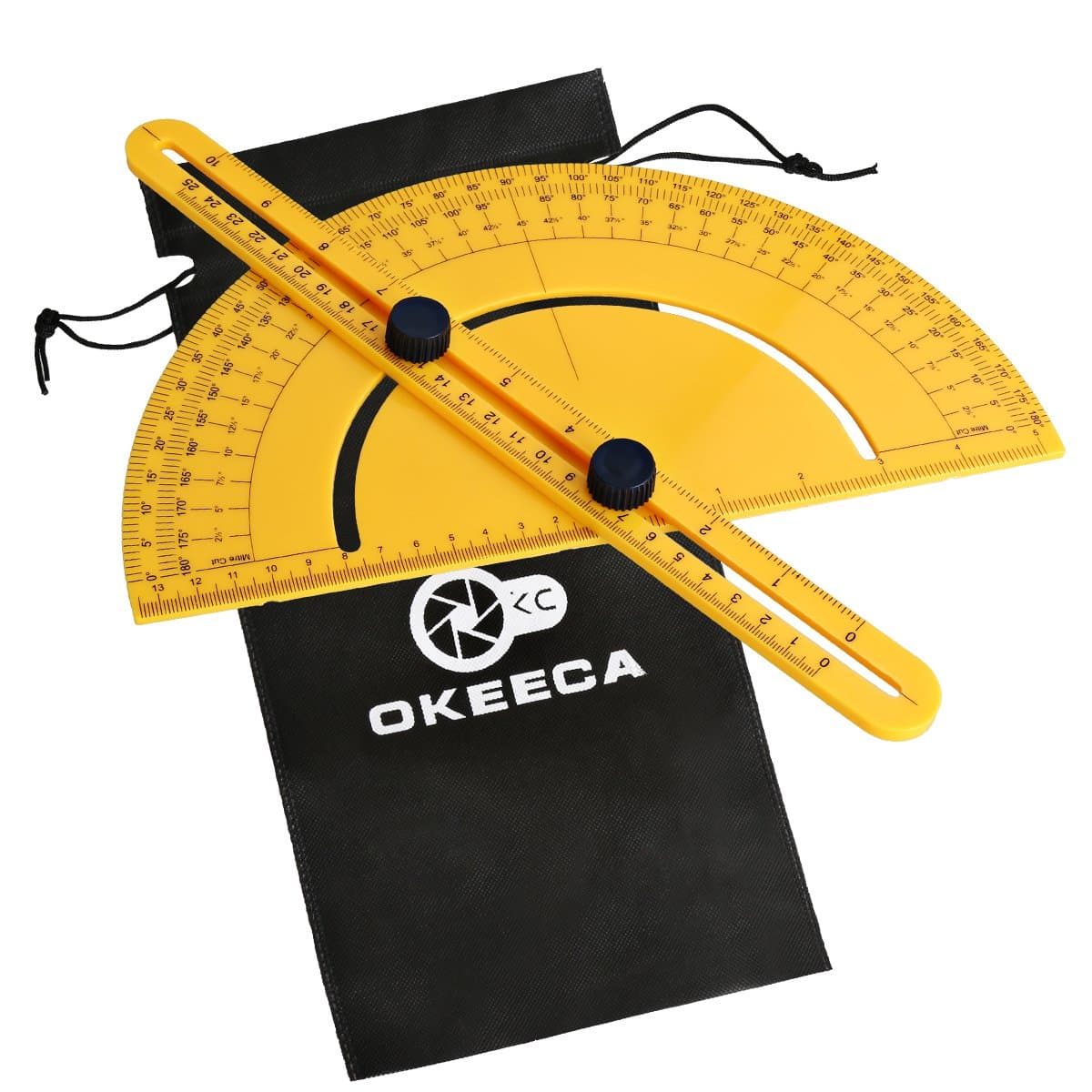 OKEECA ABS 180 Degrees Protractor Swing Arm Protractor Multi-Measurement Ruler for Handymen Builders Craftsmen 10"/25cm