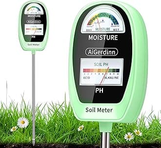 2-in-1 Soil Test Kit, Soil Moisture Meter, Soil pH Tester-Dual Dial-Simultaneously-Display Results-Soil pH Meter, Moisture Meter for House Plants,Lawn,Garden,Farm Indoor&Outdoor-BabyGreen