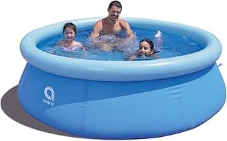 JLeisure Avenli 8 Foot x 25 Inch 2 to 3 Person Capacity Prompt Set above Ground Inflatable Outdoor Backyard Swimming Pool, Blue
