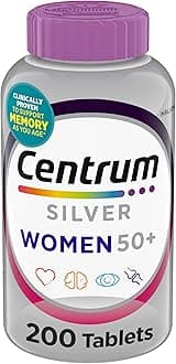 Silver Women's Multivitamin for Women 50 Plus, Multivitamin/Multimineral Supplement with Vitamin D3, B Vitamins, Non-GMO Ingredients, Supports Memory and Cognition in Older Adults - 200 Ct