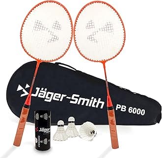 Jager-Smith PB 6000 Combo Aluminium Badminton Racquet with Tempered Steel Shaft & Featherlite 2 (Pack of 3) Feather Shuttles and Full Cover Suitable for Kids Age 6-11 Years (Made in India)