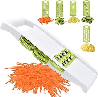 5 in 1 Mandolin Slicer Mandolin Multi Blade Potato Veggie Slicer Vegetable Cutter Julienne Shredder Potato Cutter Green
