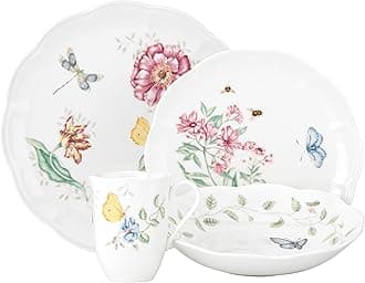 Butterfly Meadow 4-Piece Place Setting, Porcelain, Black, 5 LB