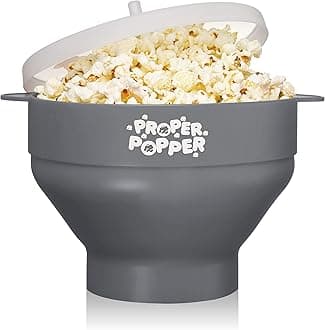The Original Proper Popper Microwave Popcorn Popper, Silicone Popcorn Maker, Collapsible Bowl BPA Free & Dishwasher Safe - (Gray)