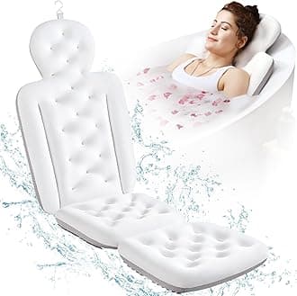 Full Body Bath Pillow for Bathtub, Thick Bathtub Cushion with Laundry Bag, Luxury Tub Pillow for Bath for Headrest Neck and Back Support White 56" x 16"