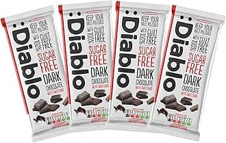 Diablo No Added Sugar Dark Chocolate Bar – Maltitol Sweetened, Low Carb & Gluten-Free Treat, Ideal Snack for All – Celebrate Any Occasion, Birthdays, Valentine’s, Anniversary – 85g, 4 Packs