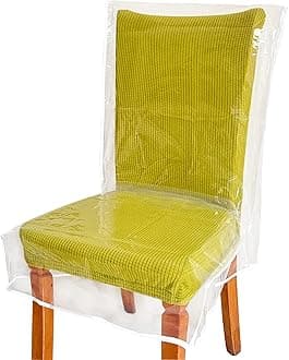 JOMMIE CHEN Plastic Chair Covers Waterproof Durable PE Material Clear Dining Room Chairs Covers Protect Against Liquids, Dust, Pet Scratches and Stains Ideal for Dining Chairs and Home (2 Pack)