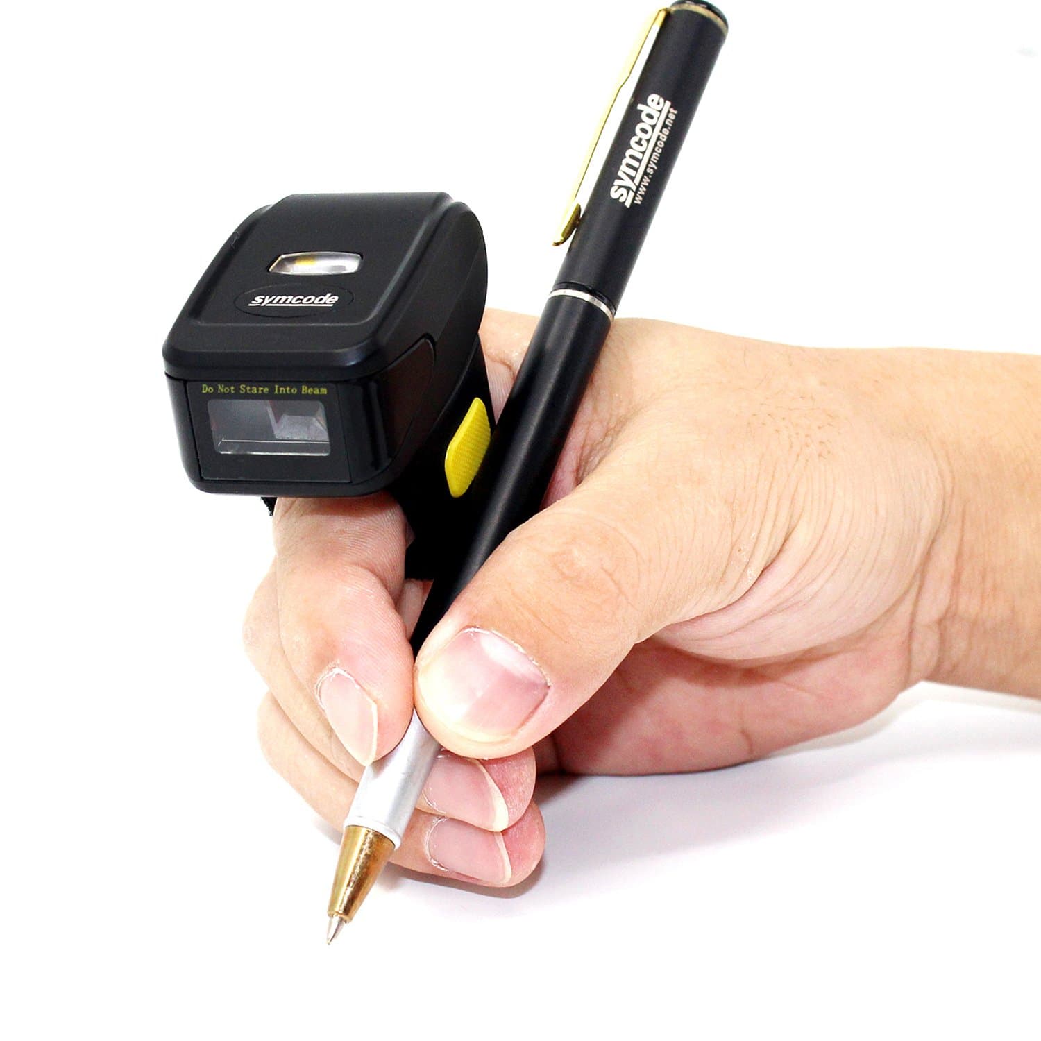 2D Ring Barcode Scanner,Symcode Mini Wireless Finger Barcode Reader Scanner