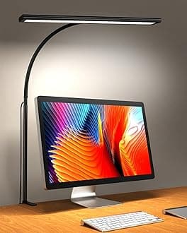 Desk Lamp [3 Color & 10 Brightness] 160 LEDs Dimmable Desk Lamp Home Office USB Lamp with Clamp, Eye-Caring Clip on Desk Light Working for Video Conference Workbench Drafting Crafting Drawing Reading