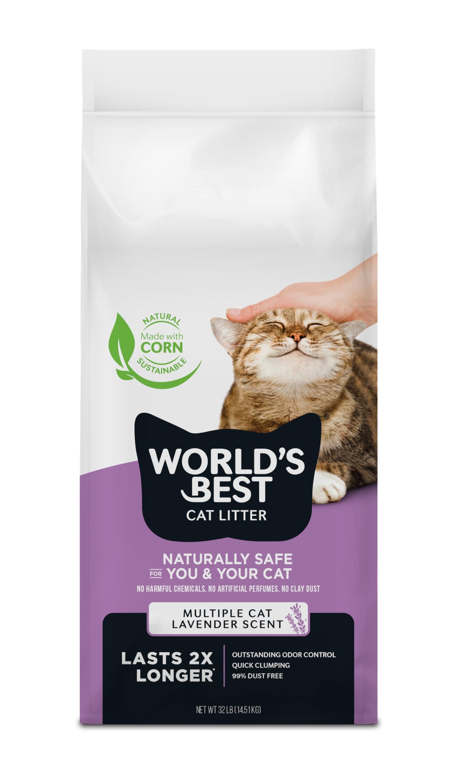 WORLD'S BEST CAT LITTER Multiple Cat Lavender Scented, 32-Pounds