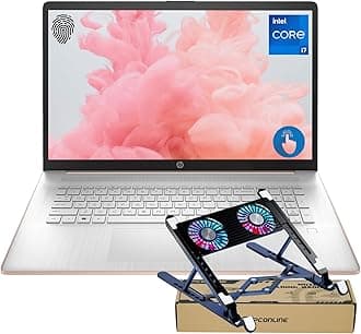HP Premium 17.3" Laptop, 17.3" HD+ Touchscreen, Intel Core i7-1355U, 64GB RAM, 1TB SSD, Webcam, HDMI, Backlit KB, FP Reader, Wi-Fi 6, Win 11 H, Pale Rose Gold, PCO Laptop Cooler Bundle