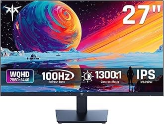 27 Inch QHD(2560 * 1440) 100Hz Computer Monitor - IPS Panel, Anti-Blue Light Screen, 100% High Color Gamut, 123% sRGB, Support FreeSync and GSync, PC Monitor for Casual Gaming and Working