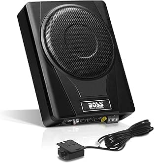 BOSS Audio Systems BASS8 8 Inch Under Seat Powered Car Subwoofer – 800 High Output, Low Profile, Built in Amplifier, for Truck, Boxes and Enclosures, Remote Subwoofer Control