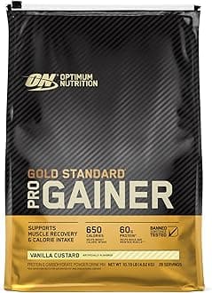 Optimum Nutrition (ON) Pro Gainer Weight Gainer Protein Powder,Vitamin C and Zinc for Immune Support - Vanilla Custard, 10.19 lbs