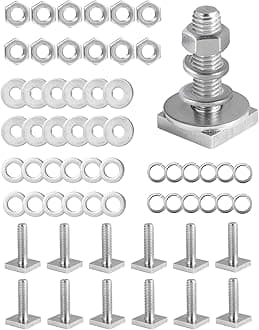 T Slot Bolts for Roof Rack Cross Bars, Platform, Cargo Basket, Stainless Square T Track Bolt Adapter to Secure Bike/Ski/Kayak Rack, Solar Panel, Awning, M8x30mm, 4mm Thickness