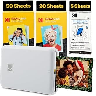 Kodak Step Instant Smartphone Photo Printer - 75 Sheets Bundle - Portable Mini Color Wireless Mobile Printer - Zink 2x3” Sticky-Back Photos - Bluetooth Compatible with Smart Devices - Fun App -White