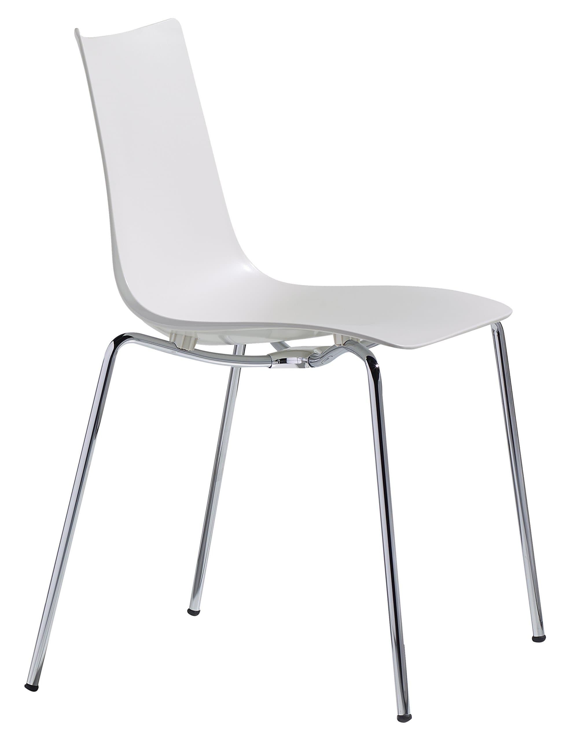 Parada One Design 2615 11 Zebra Techno Polymer Modern Stackable Dining Chair with Chrome Legs, Linen White