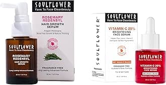 Soulflower Rosemary Redensyl Hair Growth Serum 20% Vitamin C Face Serum for Glowing Skin