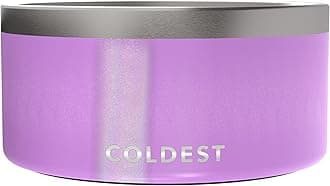 Coldest Dog Bowl - Stainless Steel Non Slip No Spill Proof Skid Metal Insulated Dog Bowls, Cats, Pet Food Water Dish Feeding for Large Medium Small Breed Dogs (200 oz, Saturns Purple Glitter)