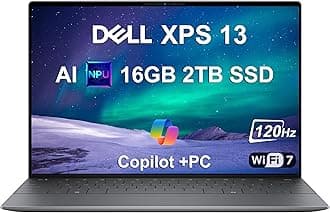 2025 Dell XPS 13 9345 Laptop, Copilot+ AI PC (13.4" FHD+ 120Hz, Snapdragon X Plus (> Intel i7-1355U), 16GB 8448MT/s RAM, 2TB SSD), Thin & Light, 27 Hours Battery Life, IR Webcam, Wi-Fi 7, Win 11 Pro