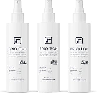 BRIOTECH Sanitizer Disinfectant Hypochlorous Spray, Kills 99.99% of Viruses & Bacteria, Eliminate Odor, Gentle for Nurseries & Play Rooms, Food Contact Surface Sanitizer, 4 fl oz ea, 3 ct