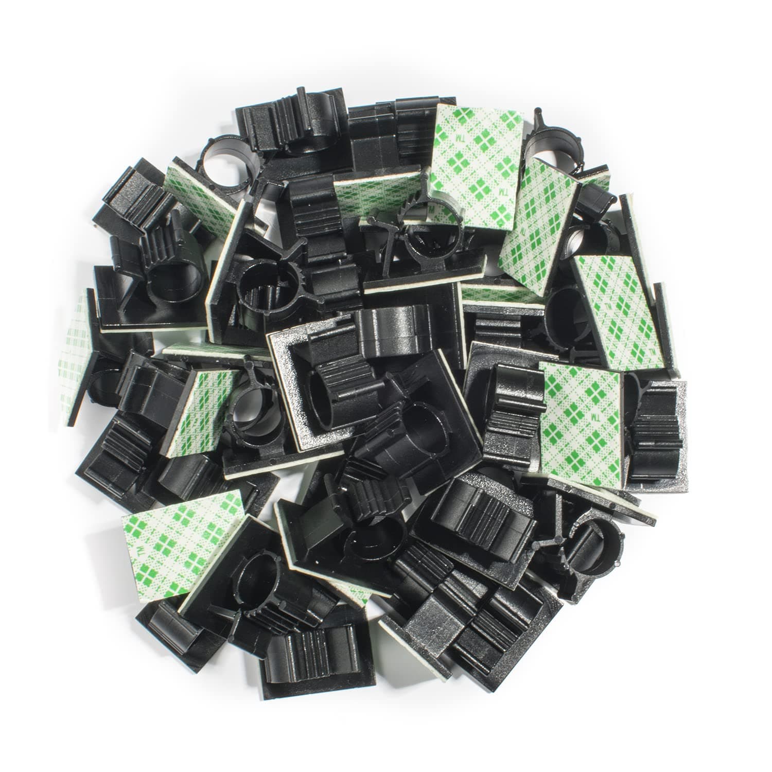 Self-Adhesive Cable Clips Organizer - Multipurpose Wire Holder System, Secure and Adjustable, Easy Installation for Home, Office, and Desk Management, Pack of 50, Black