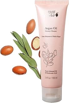 Argan Oil Creamy Cleanser Daily Moisturizing Face Wash & Makeup Remover - Natural Anti-Aging Cleansing Botanicals for Clear Skin & Healthy Radiant Glow - 3.4 Fl Oz
