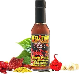 Hellfire Hot Sauce Fiery Fool - Extreme Hot Sauce without Extract, Featured on Hot Ones TV Show, 5 oz.