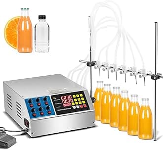 6 Head Liquid Filling Machine 2-135 Oz Automatic Bottle Filler Bottling Machine Digital Control for Juice, Essential Oil, MCT Oil