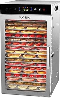 SUCISENI Food Dehydrator Machine 1000W 18 Trays Stainless Steel Commercial Food Dehydrated Dryer with 24H Timer Touch-Control LED Display, Compact Size for Home Jerky Herbs Meat Beef Fruit Vegetables