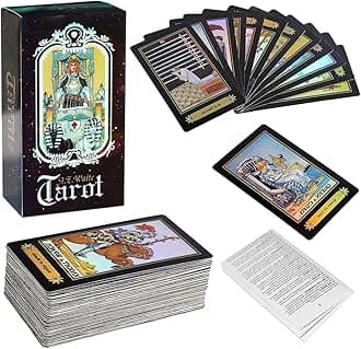 QNCIGERTarot Cards Set, 78 Tarot Cards for Beginners, Surface Laser Tarot Card Deck with English Instructions Book