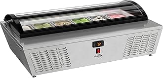 KoolMore KM-CGDR-6P 45 in. 6-Pan Countertop Ice Cream Display Freezer with Curved Glass Top, ETL Listed
